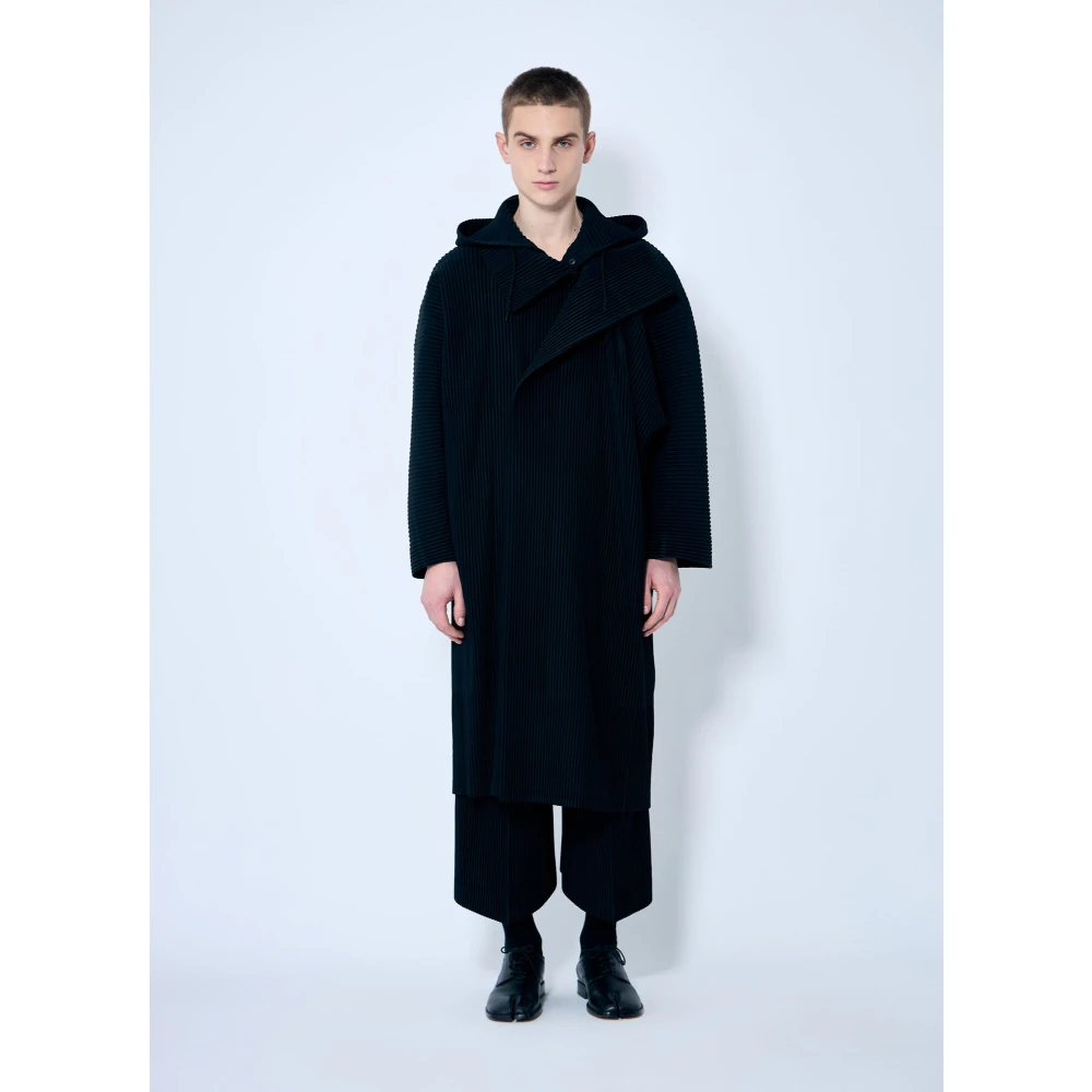 Issey Miyake Geplooide Staande Kraag Jas Black Heren