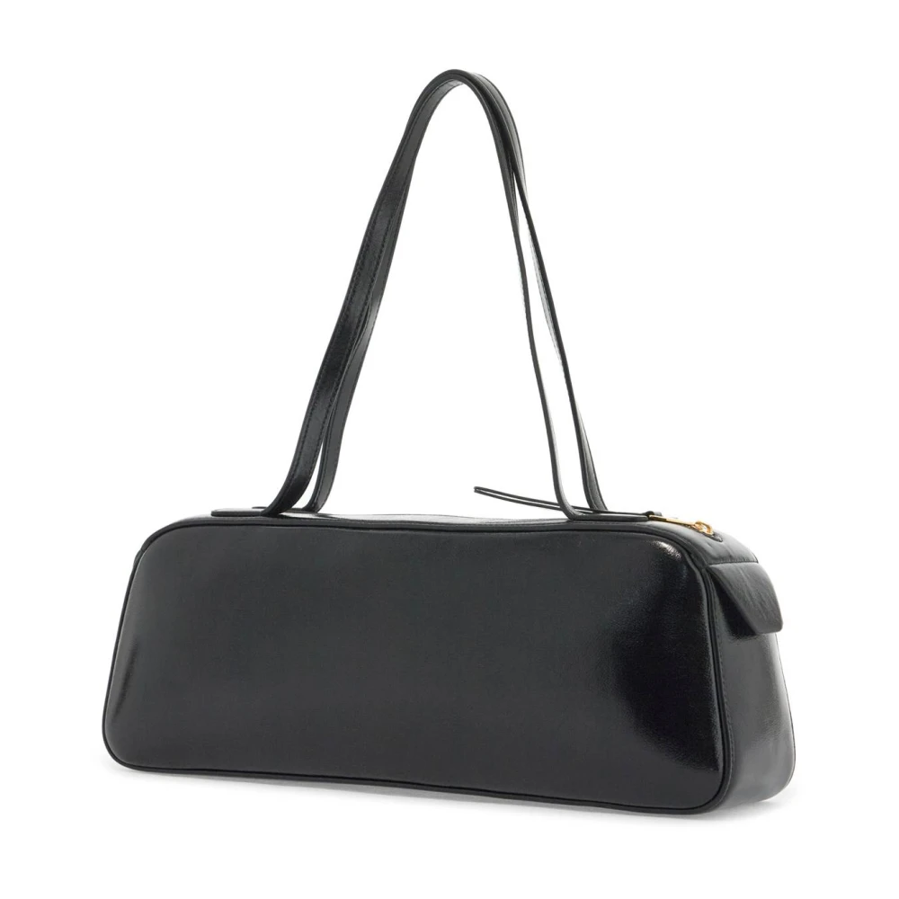 Khaite Glanzende Leren Schoudertas Black Dames