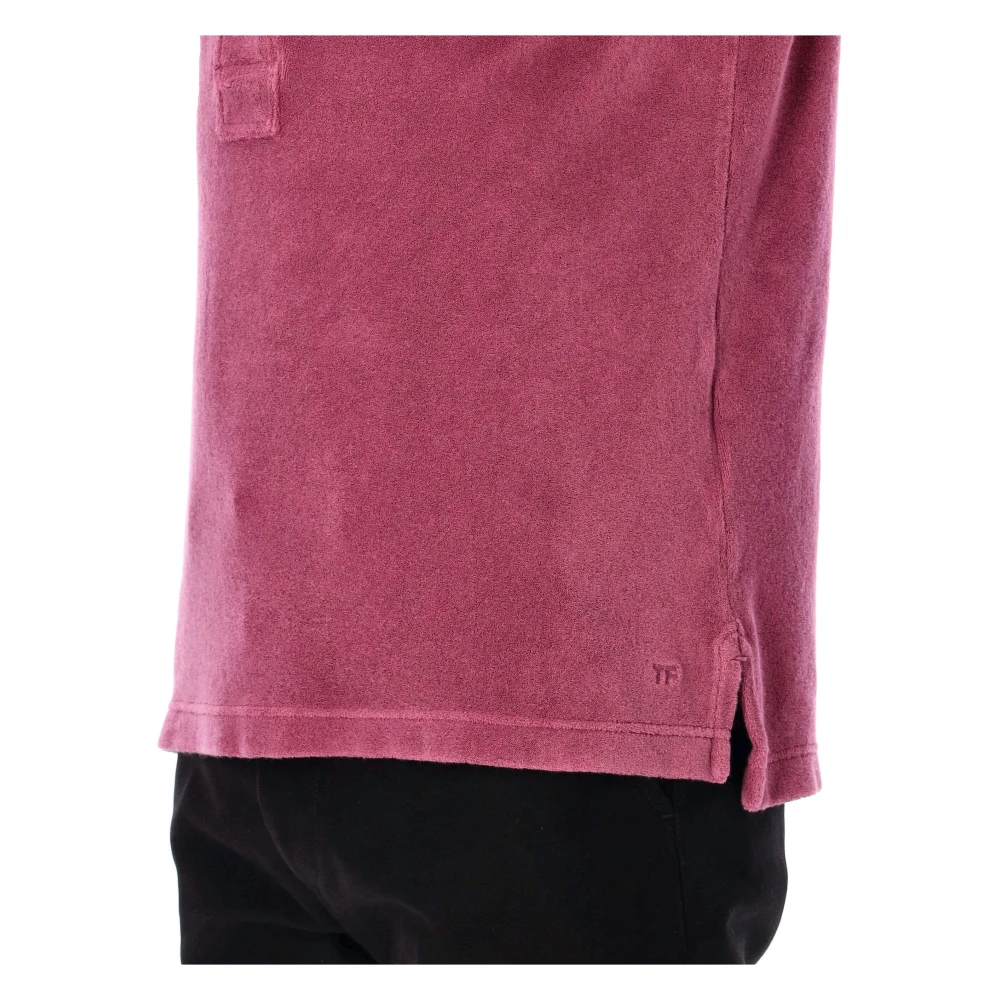 Tom Ford Luxe Toweling Polo Shirt Pink Heren