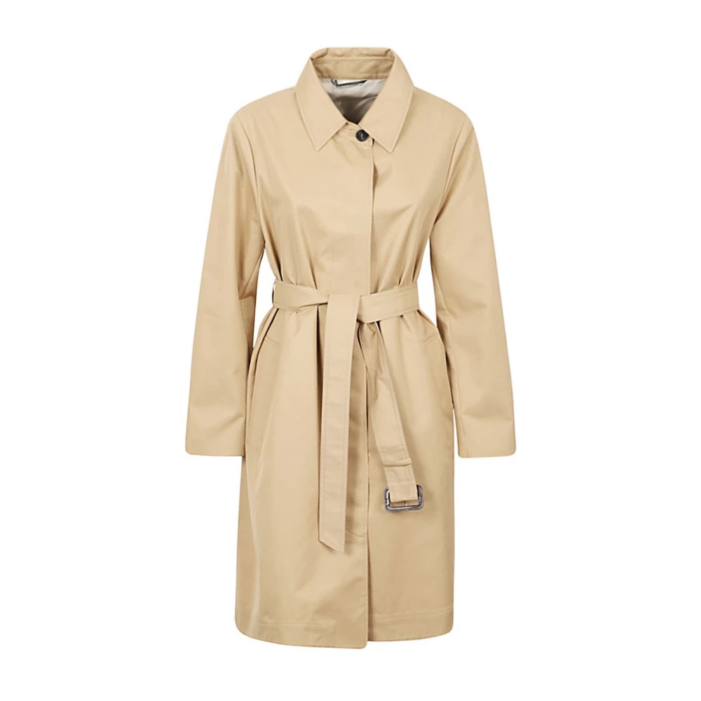 Max Mara Weekend Beige Gabardine Regenjas met Knoopsluiting Beige Dames