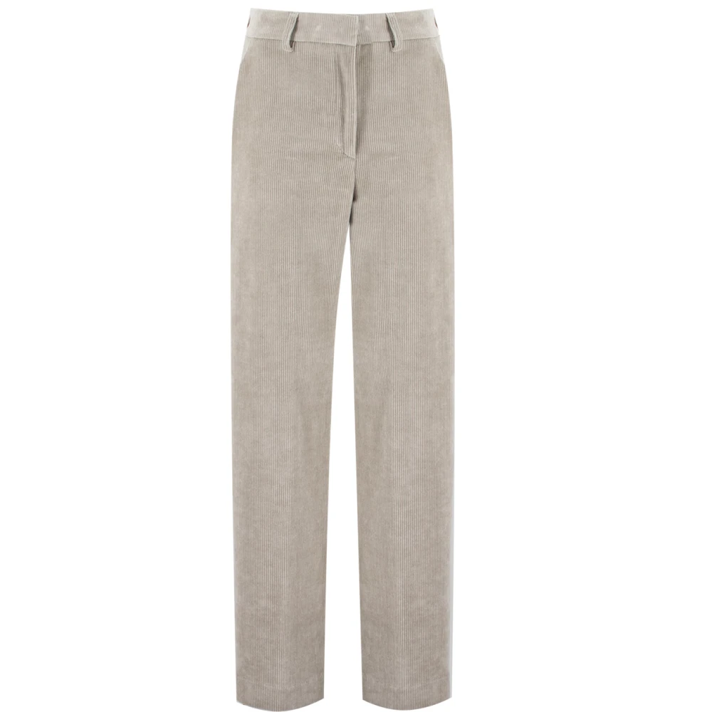 Antonelli Firenze Katoenen Corduroy Hoge Taille Broek Gray Dames