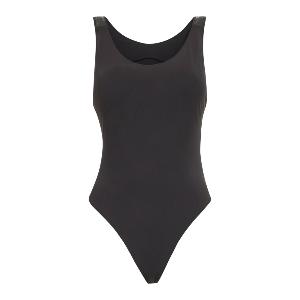 Brunello Cucinelli Brown Swimsuits, Female, L, Precious Details One-Piece Swimsuit
