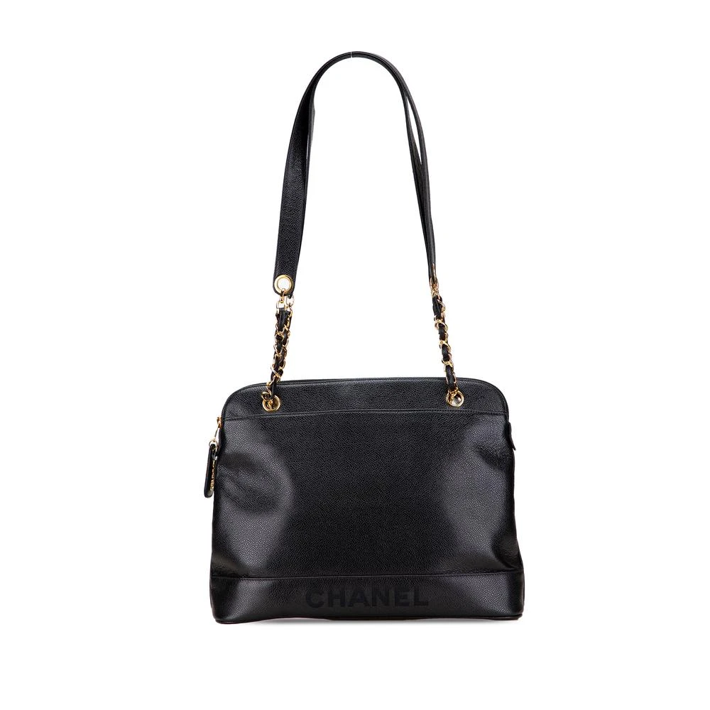 Chanel Vintage Damen Schwarz Gebrauchte Schultertasche Mit Kette