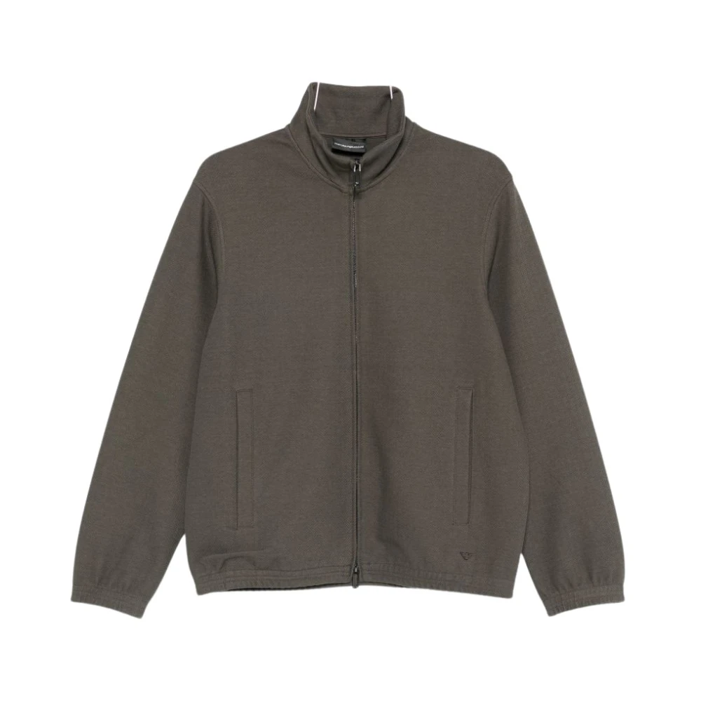 Emporio Armani Mannelijk Grijs Hoodies & Sweatvesten Heren, L, Katoen, Sweatshirt Met Rits