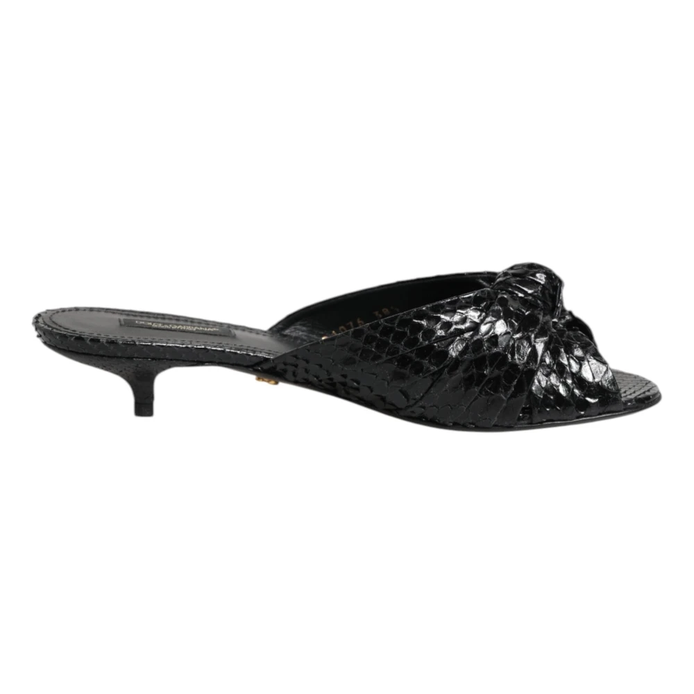 Dolce & Gabbana Women's Black Heeled Mules, 5 Uk, Leather Heels Slides Sandals