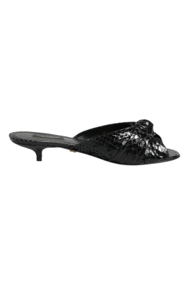 Svarta läderklackar slides sandaler
