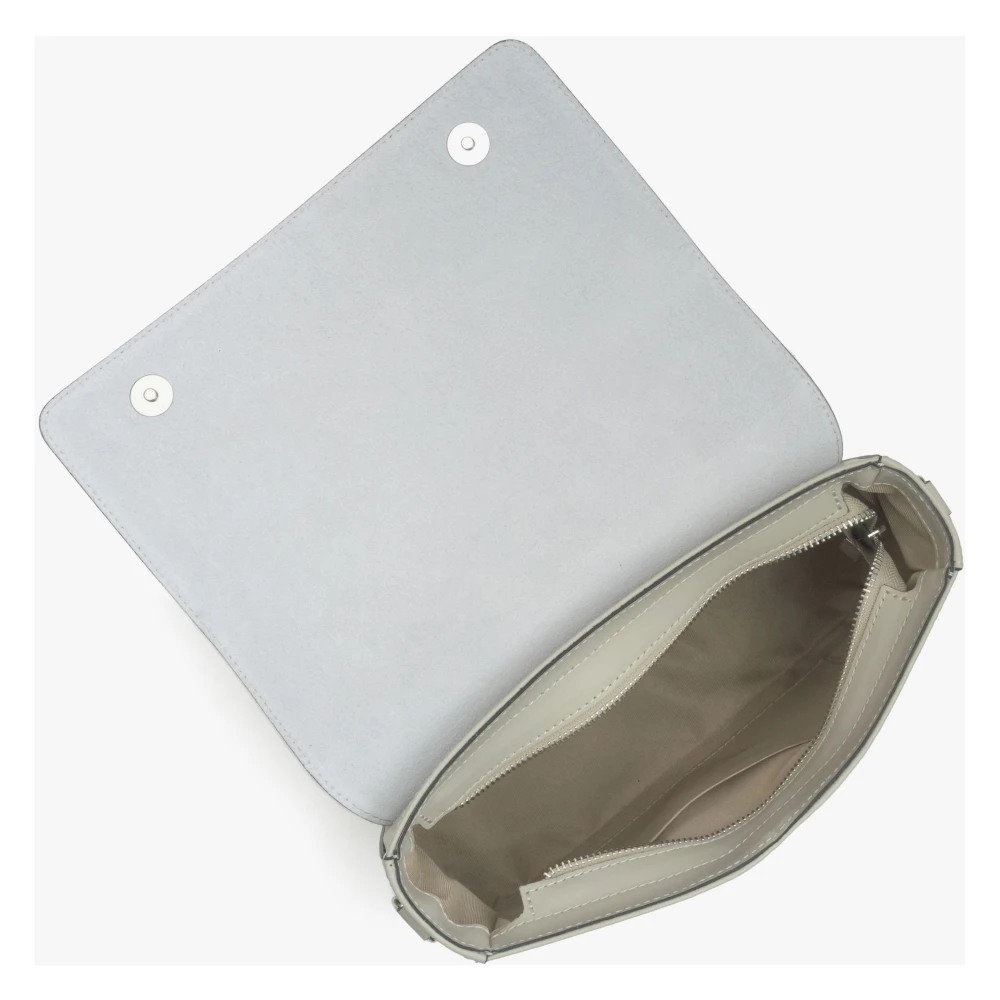 Estro Dames Licht Beige Ketting Schouderriem Schoudertas gemaakt van Premium Italiaans Leer Er00115034 Beige Dames
