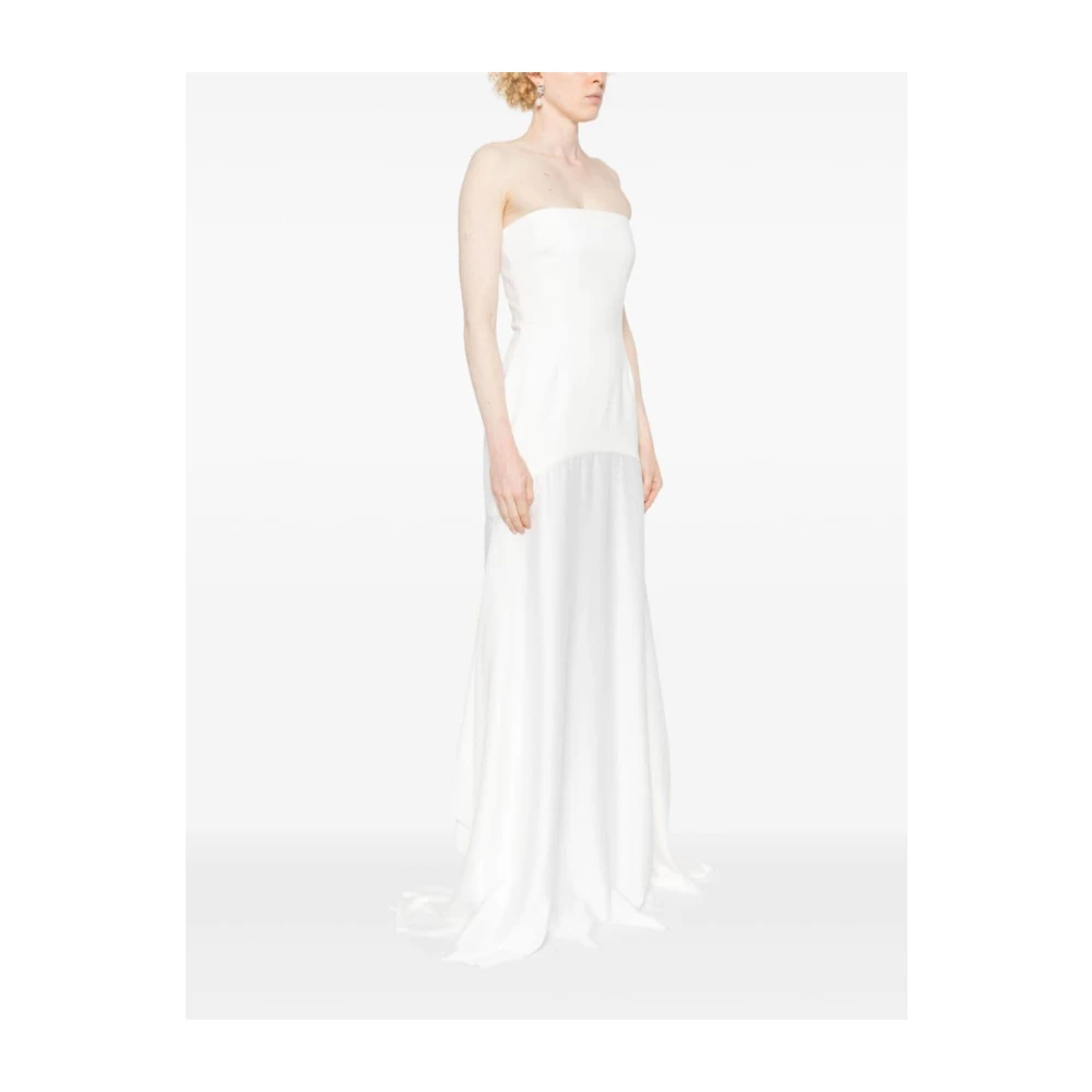 Solace London Witte Gedrapeerde Vierkante Hals Jurk White Dames