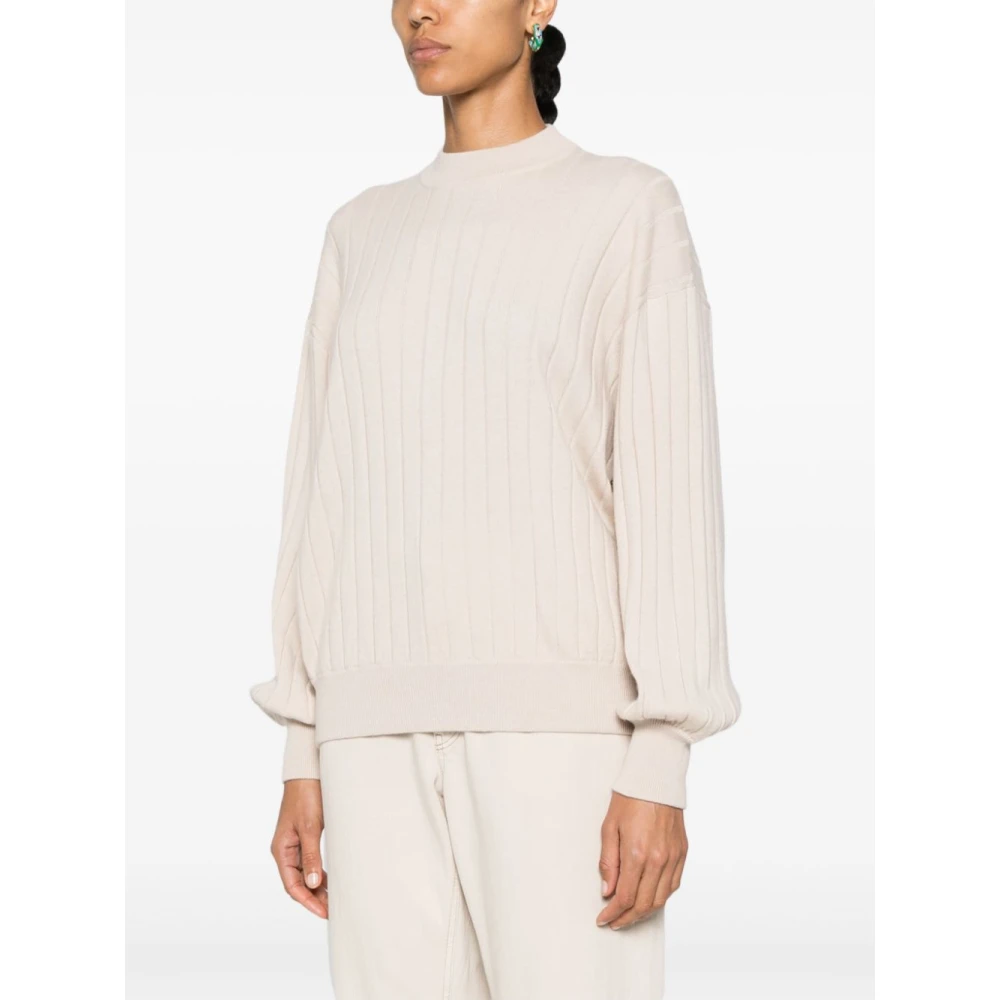 BRUNELLO CUCINELLI Gebreide Crew Neck Trui White Dames