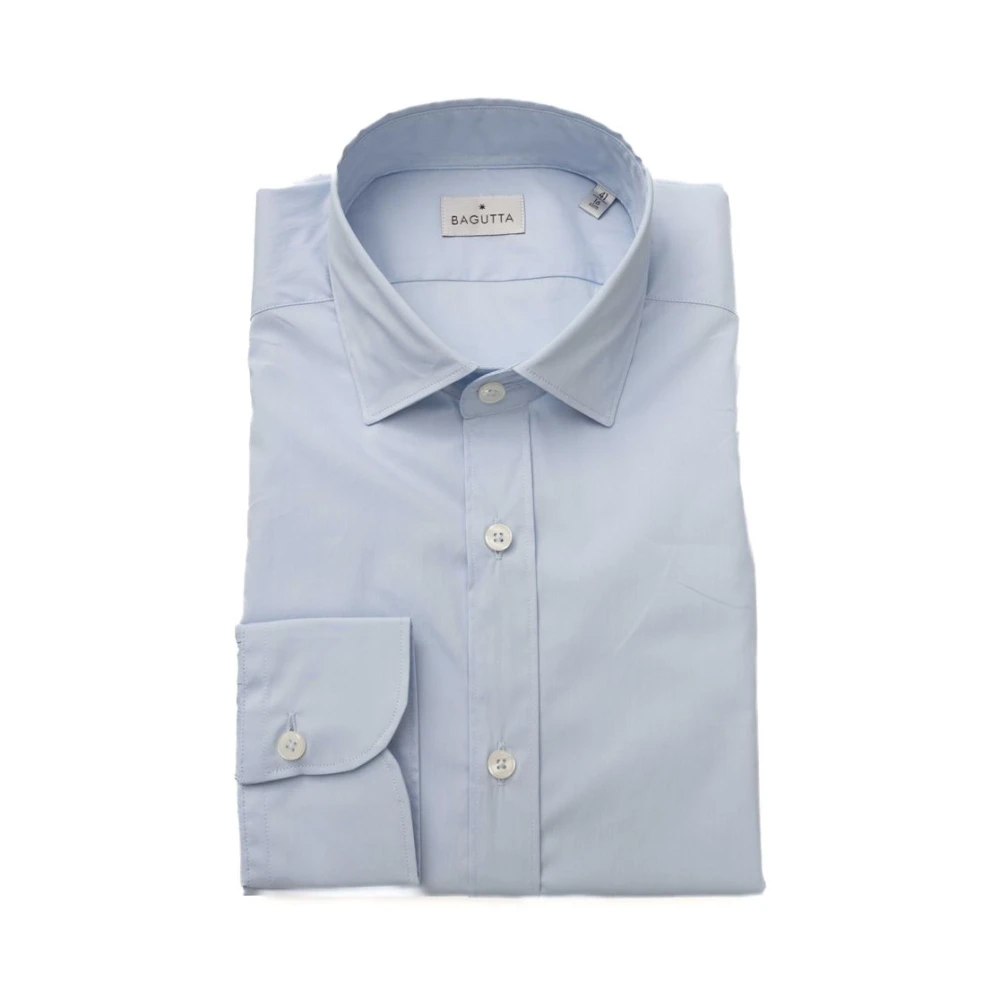 Bagutta Elegante Slim Fit Overhemd met Franse Kraag Blue Heren
