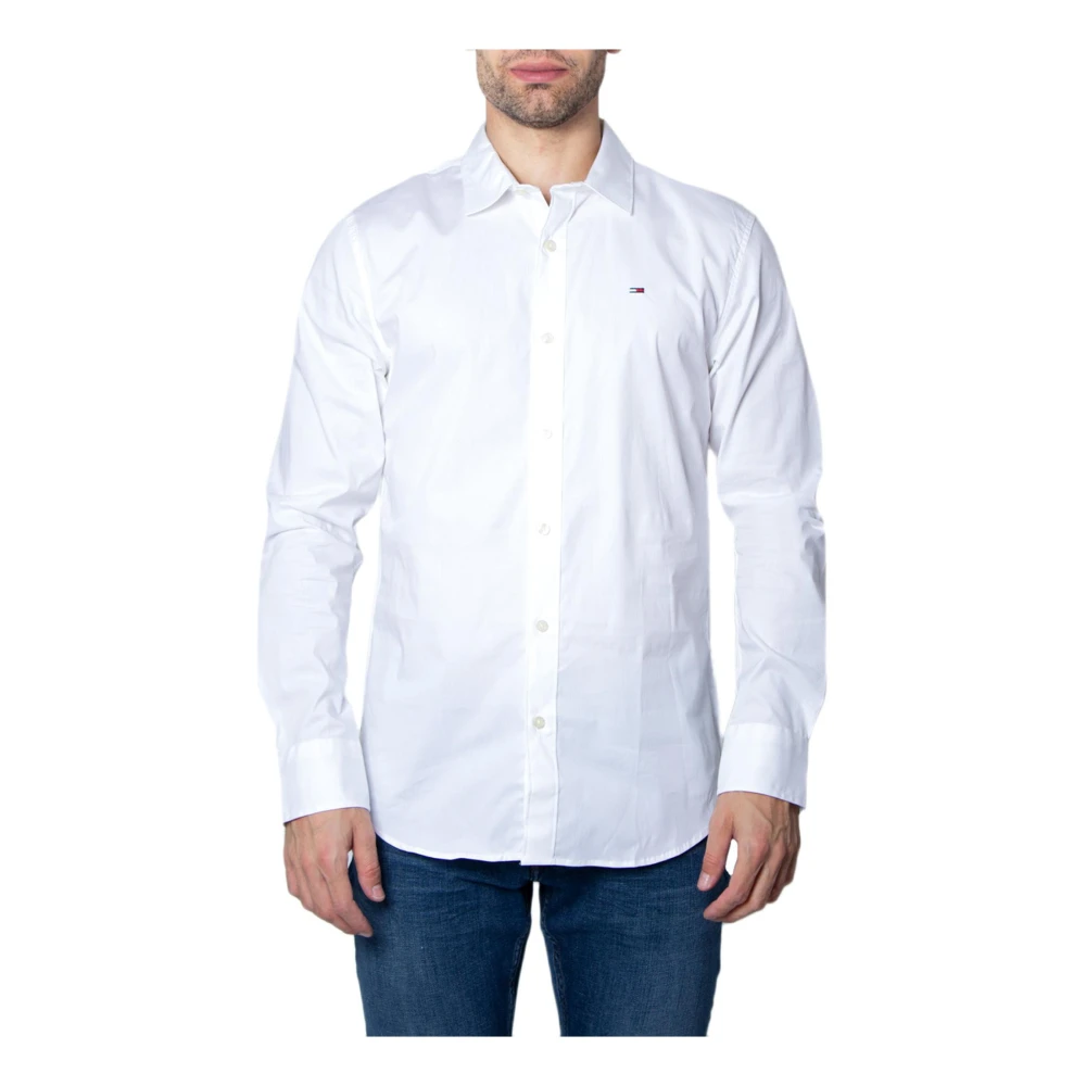 Tommy Hilfiger Men's White Plain Long Sleeve Classic Shirt