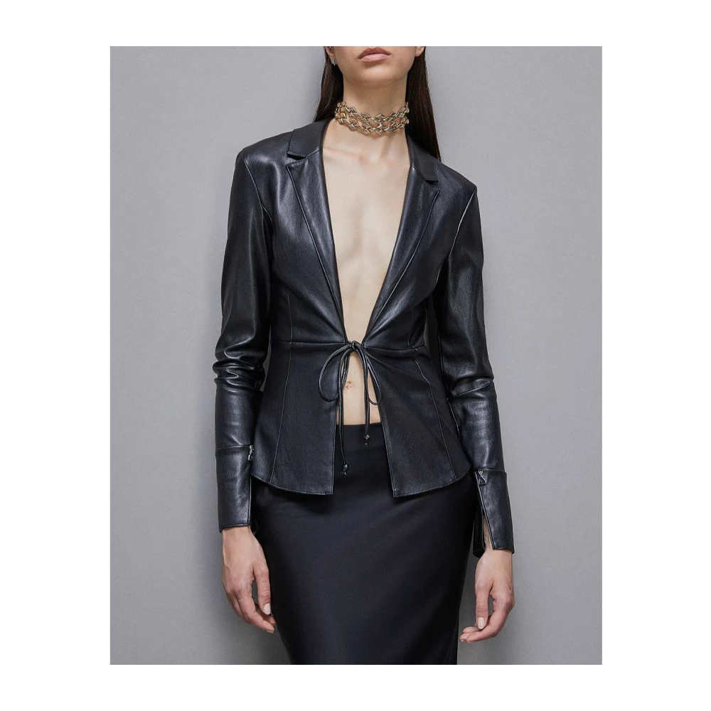 PATRIZIA PEPE Imitatie Leren Overhemd Jas Stijl Black Dames