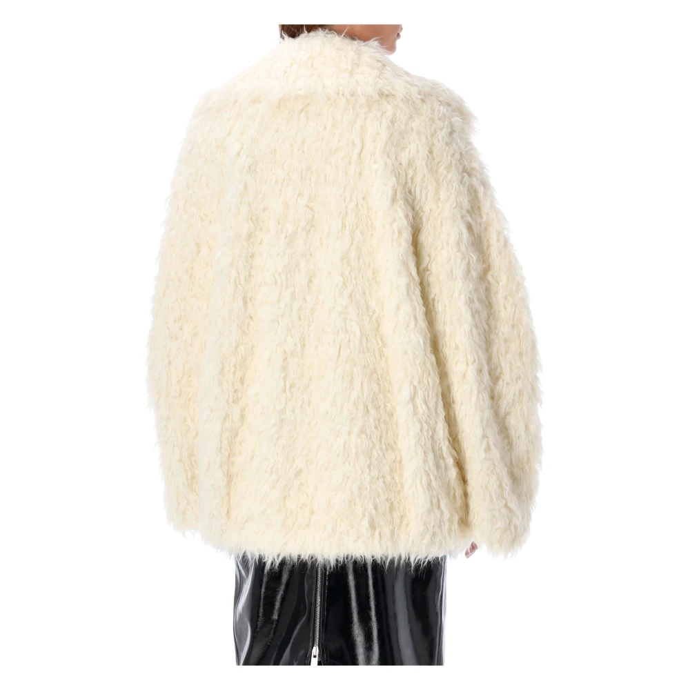 Msgm Eco-Bont Revers Buitenkleding Off White Beige Dames