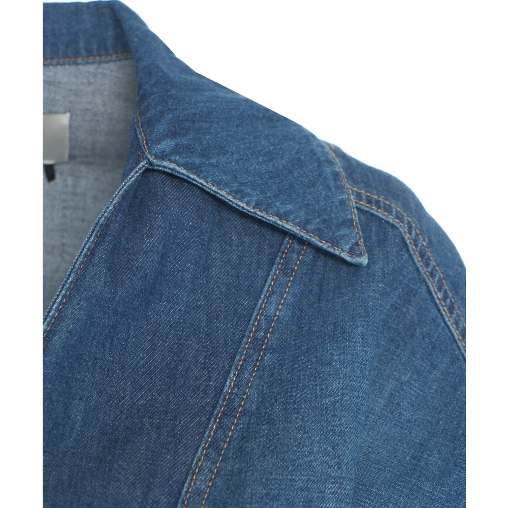 Elisabetta Franchi Blauwe Denim Korte Jumpsuit met Zakken Blue Dames
