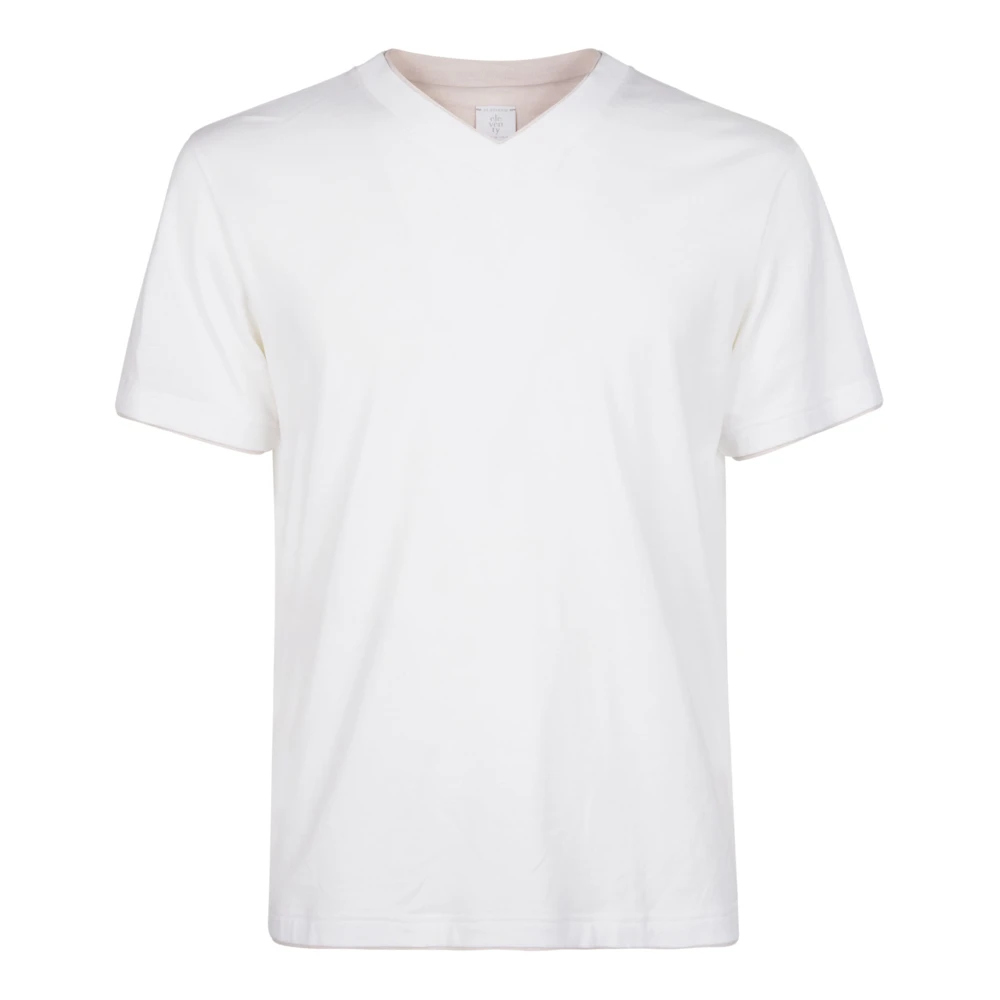 Eleventy Men's White T-Shirts, M, V-Neck Cotton Jersey T-Shirt