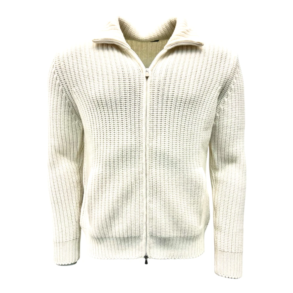 Gran Sasso Kasjmier Grofgebreide Vest Off-White Heren