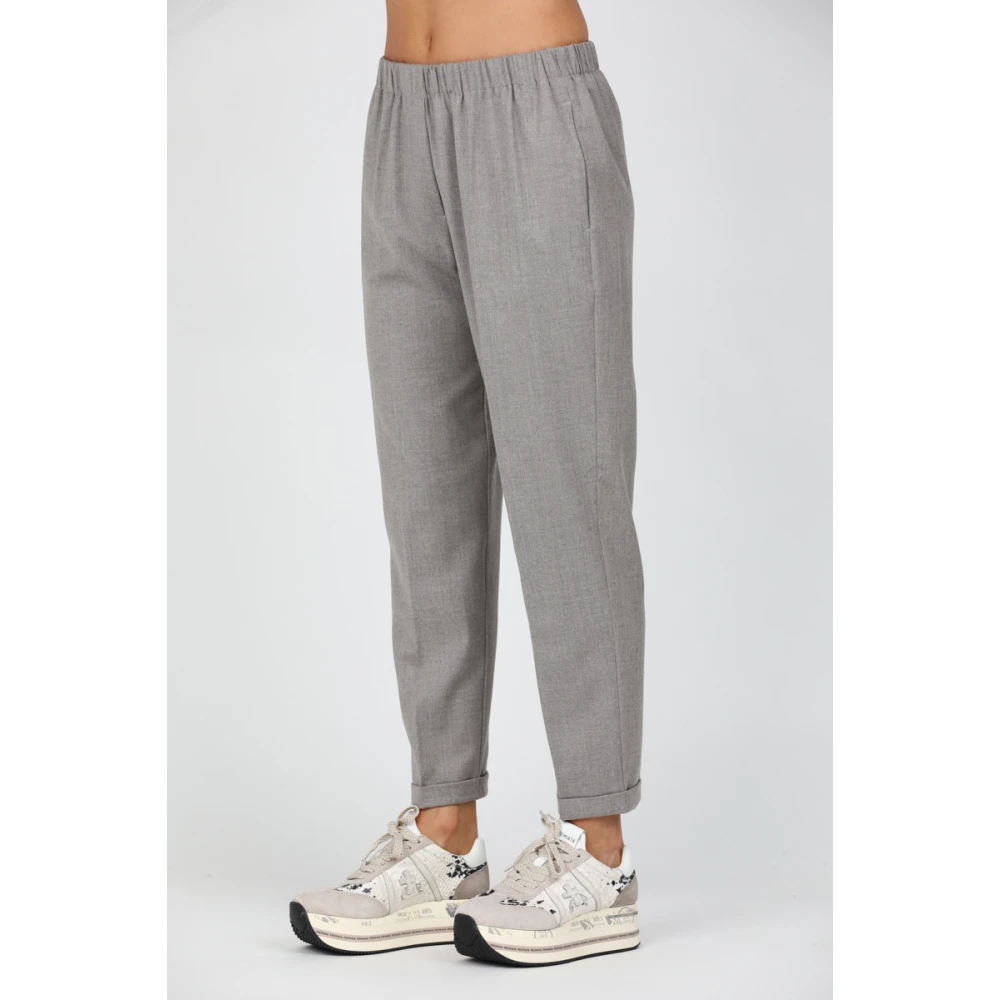 Rosso35 Flanellen Elastische Taillebroek Gray Dames