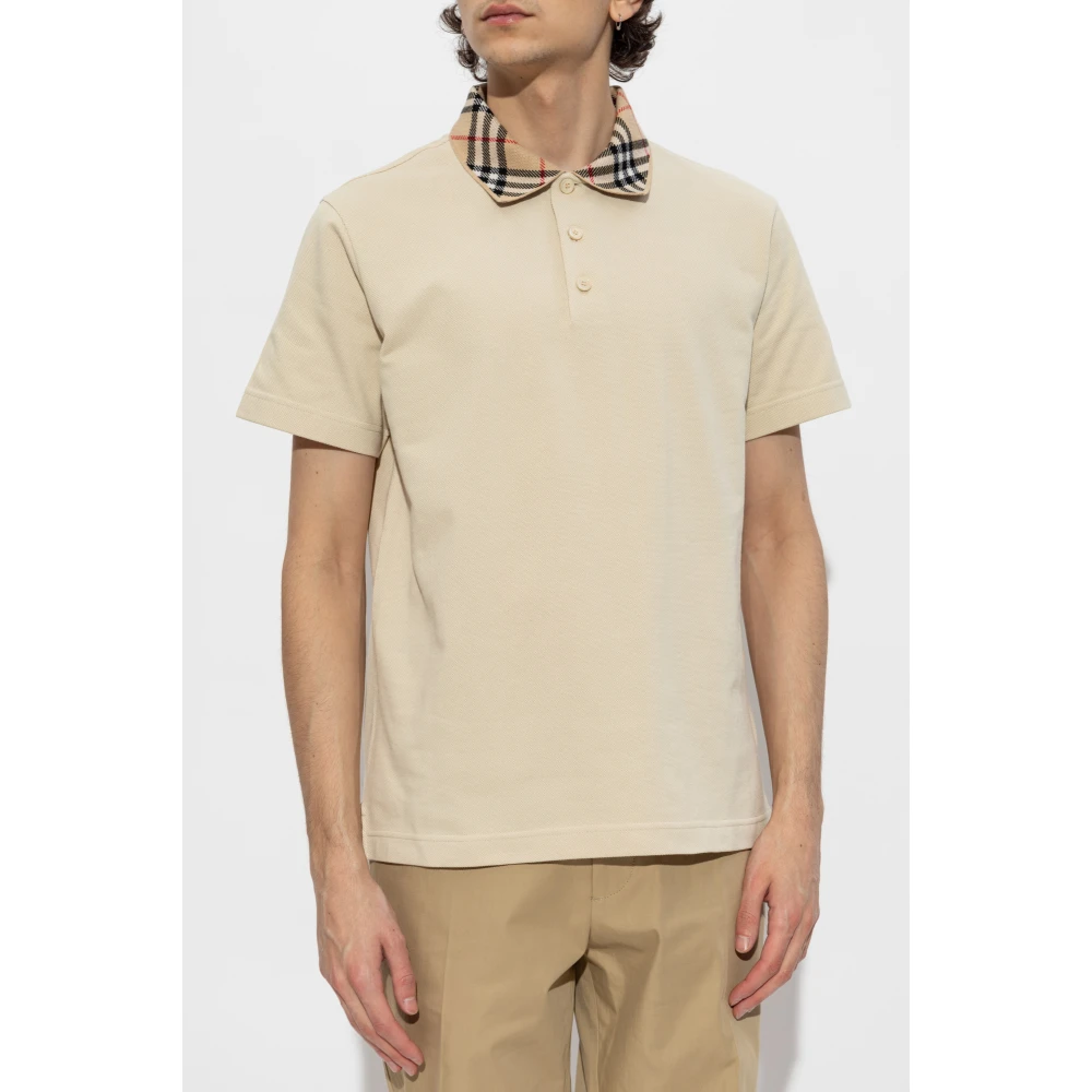 Burberry Polo met geruite kraag Beige Heren