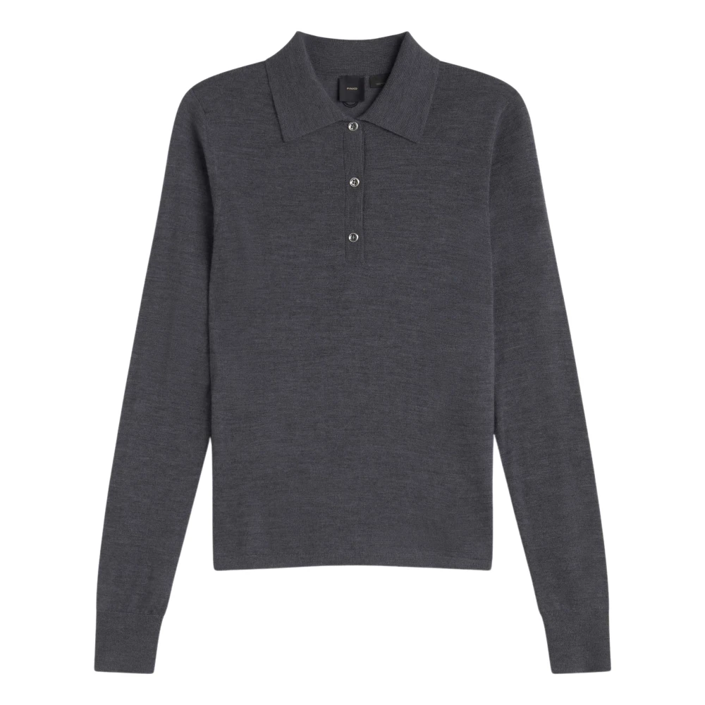 Pinko Elegante Lange Mouw Poloshirt Gray Dames