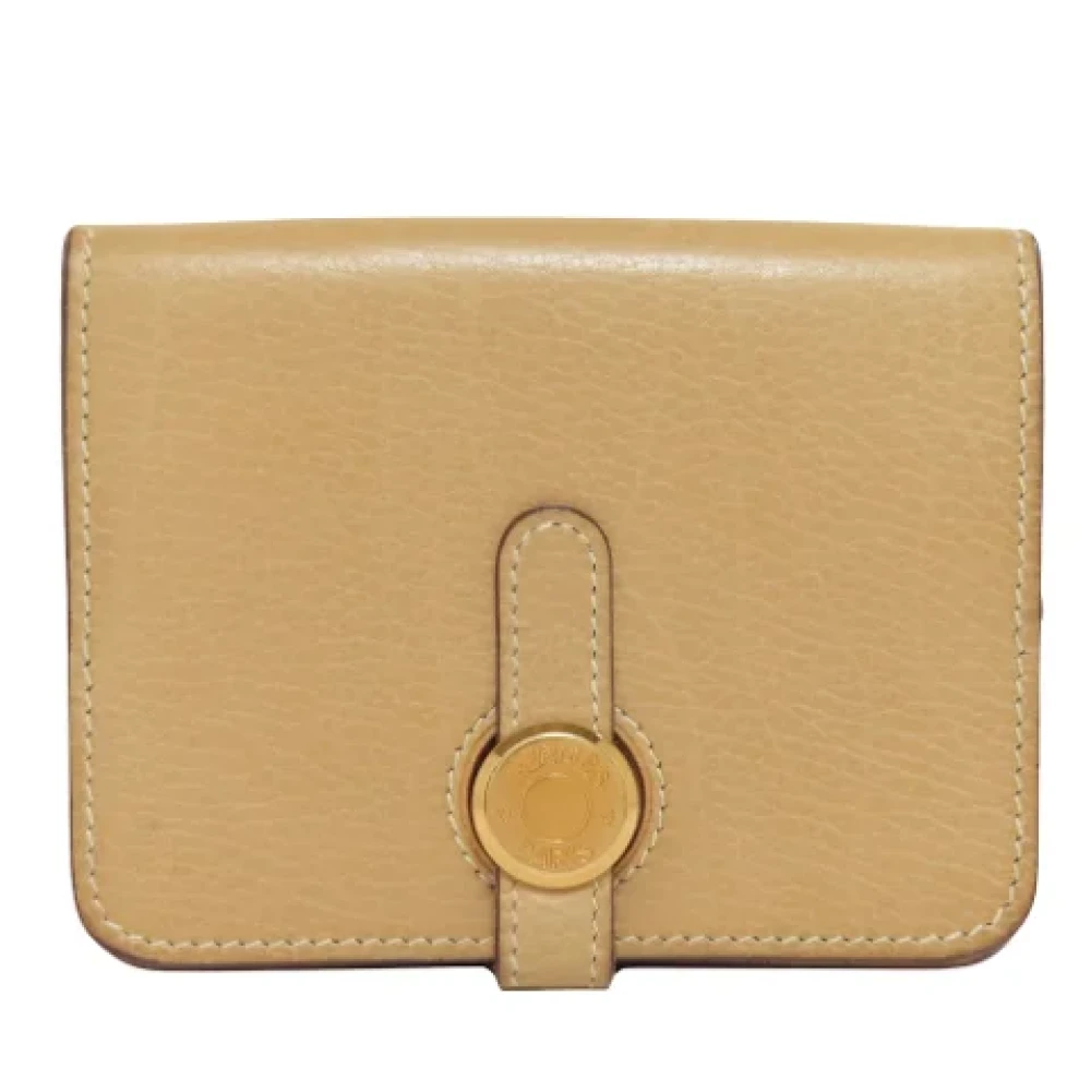 Hermès Vintage Pre-owned Leather wallets Beige Dames