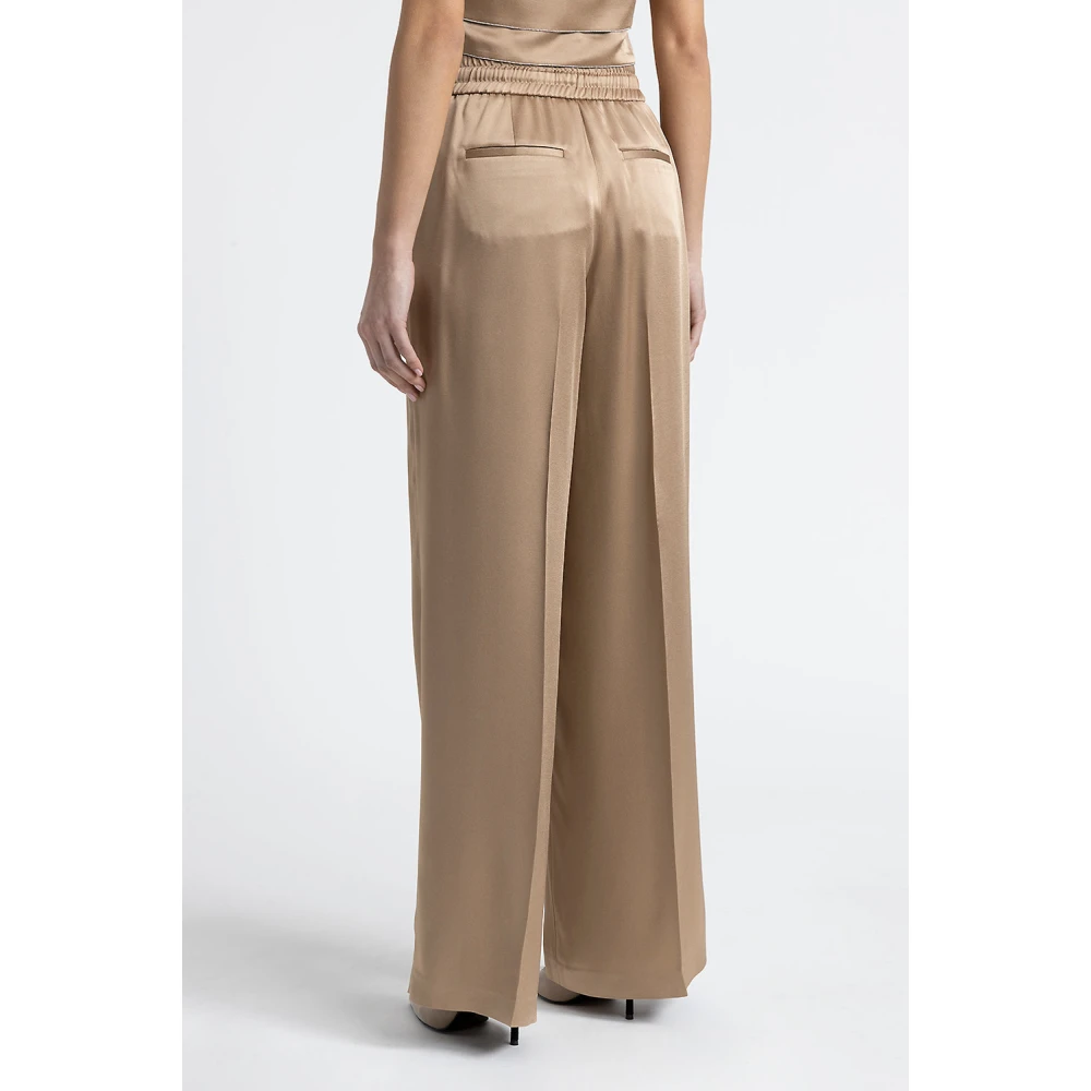 PESERICO Satin palazzo broek Brown Dames
