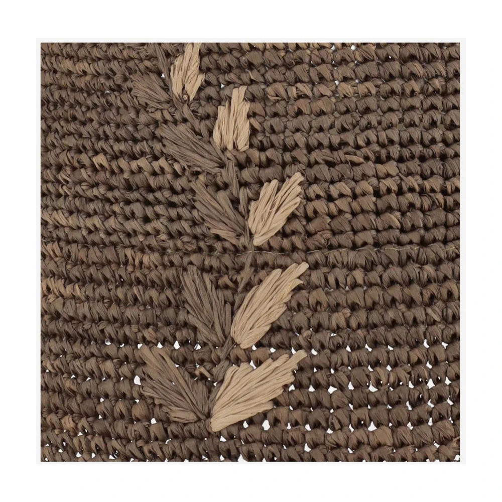 Ibeliv Handgemaakte Raffia Zomerhoed met Borduurwerk Brown Dames