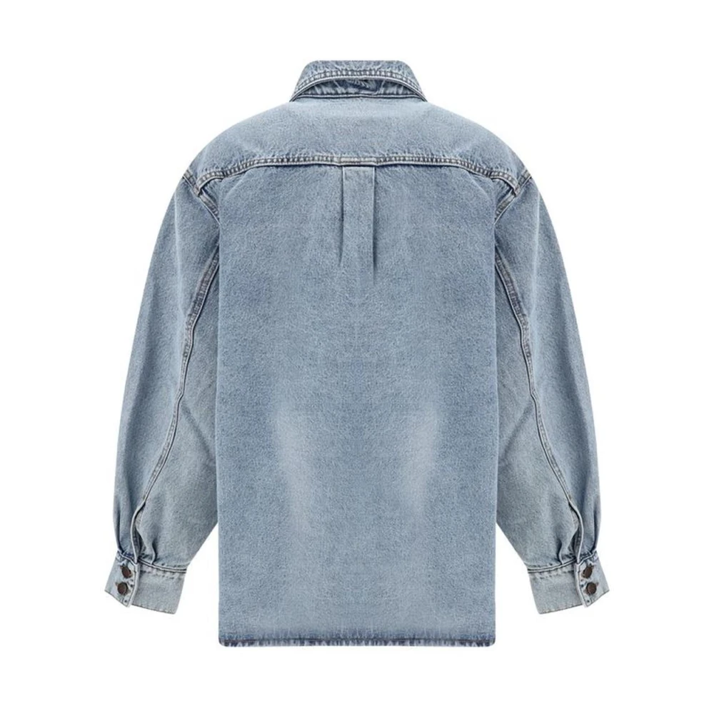 Magda Butrym Vintage Katoenen Denim Flared Hem Shirt Blue Dames