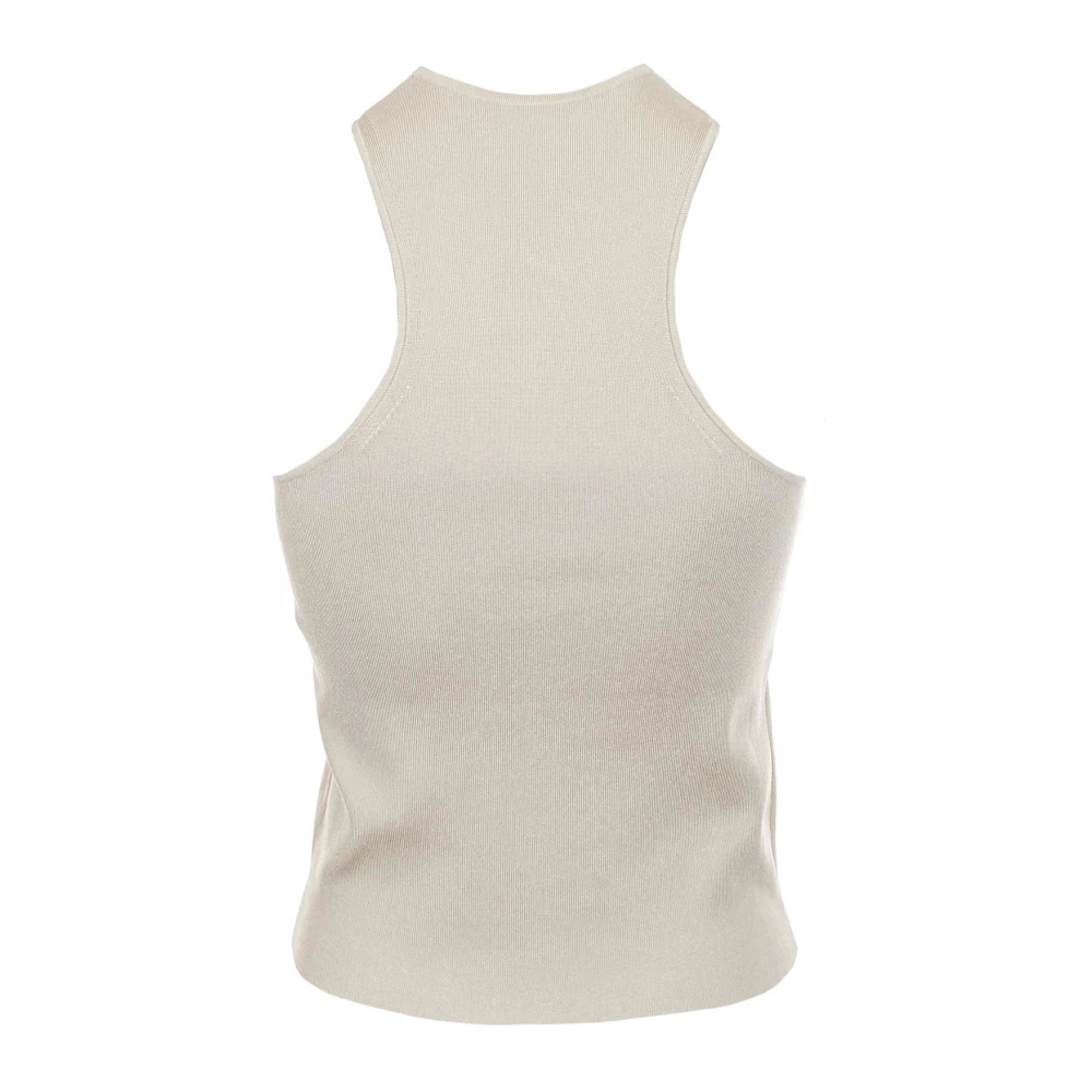 drykorn Geribbeld topje met knoopdetail Beige Dames