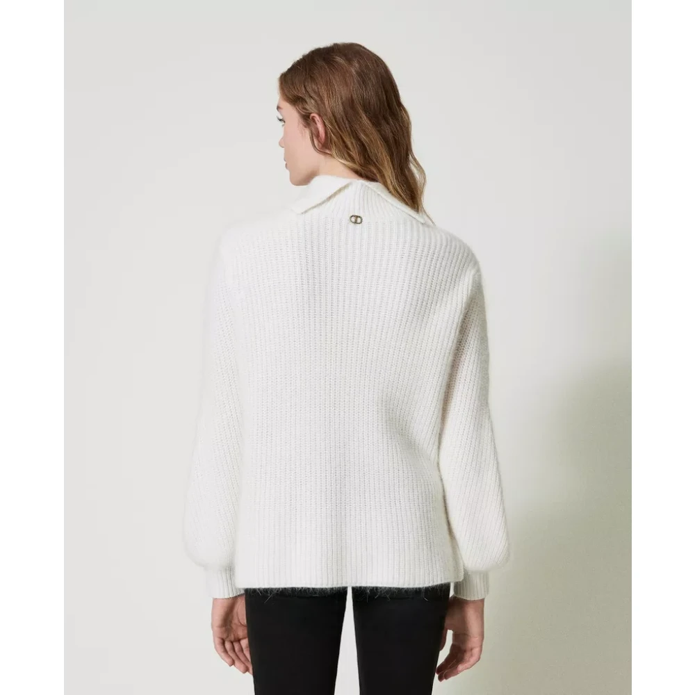 Twinset Gehaakte Geborduurde Angora Trui White Dames