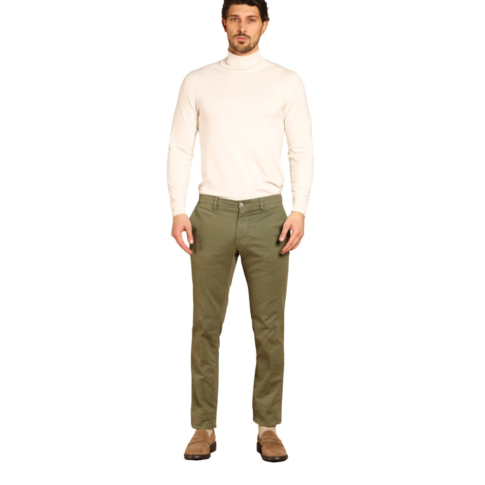 Mason's Stretch gabardine chino broek regular fit Green Heren