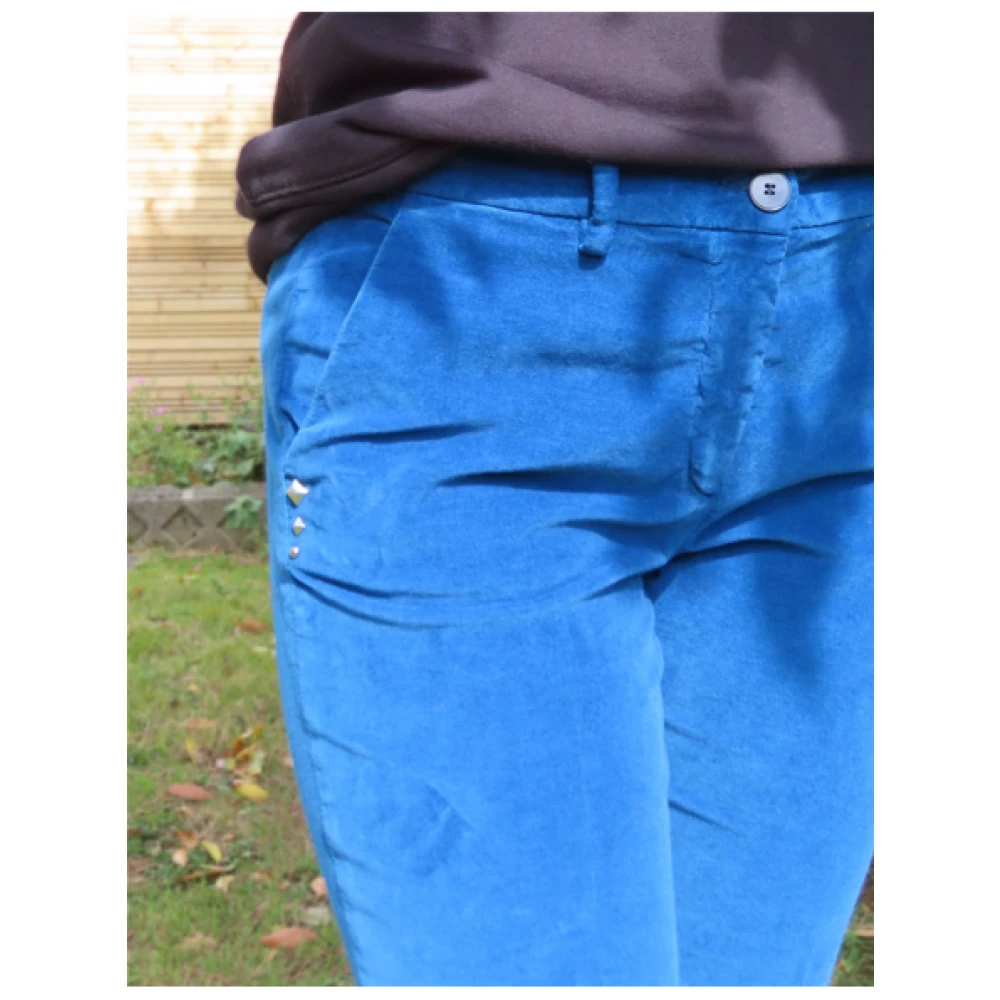 Mason's Velours Straight Leg Broek Blue Dames