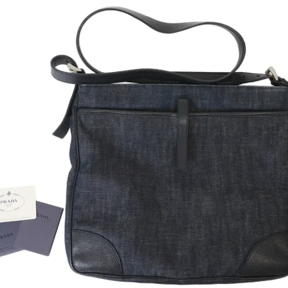 Prada Vintage Pre-owned Cotton prada-bags Blue Dames