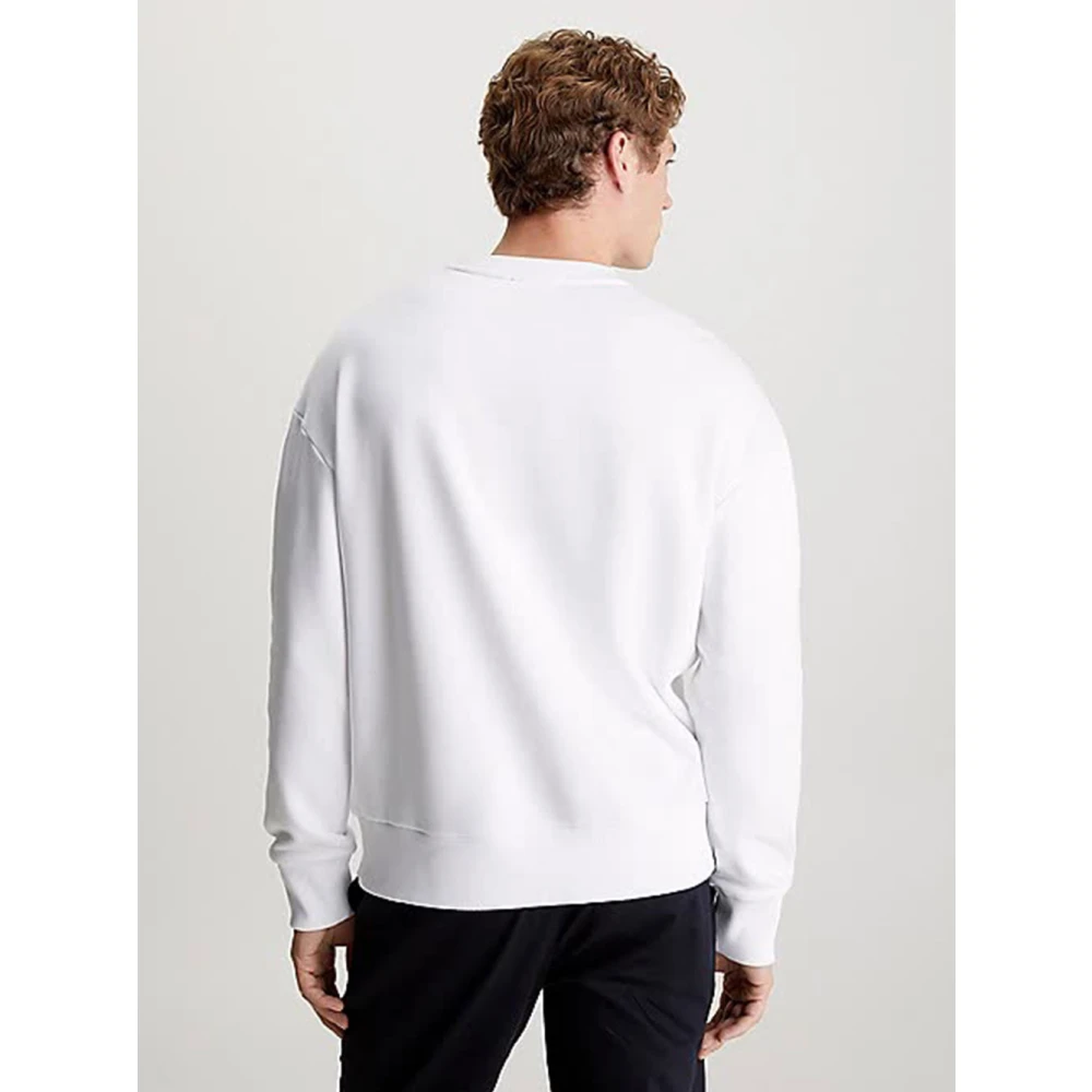 Calvin Klein Bright White Nano Logo Sweatshirt White Heren