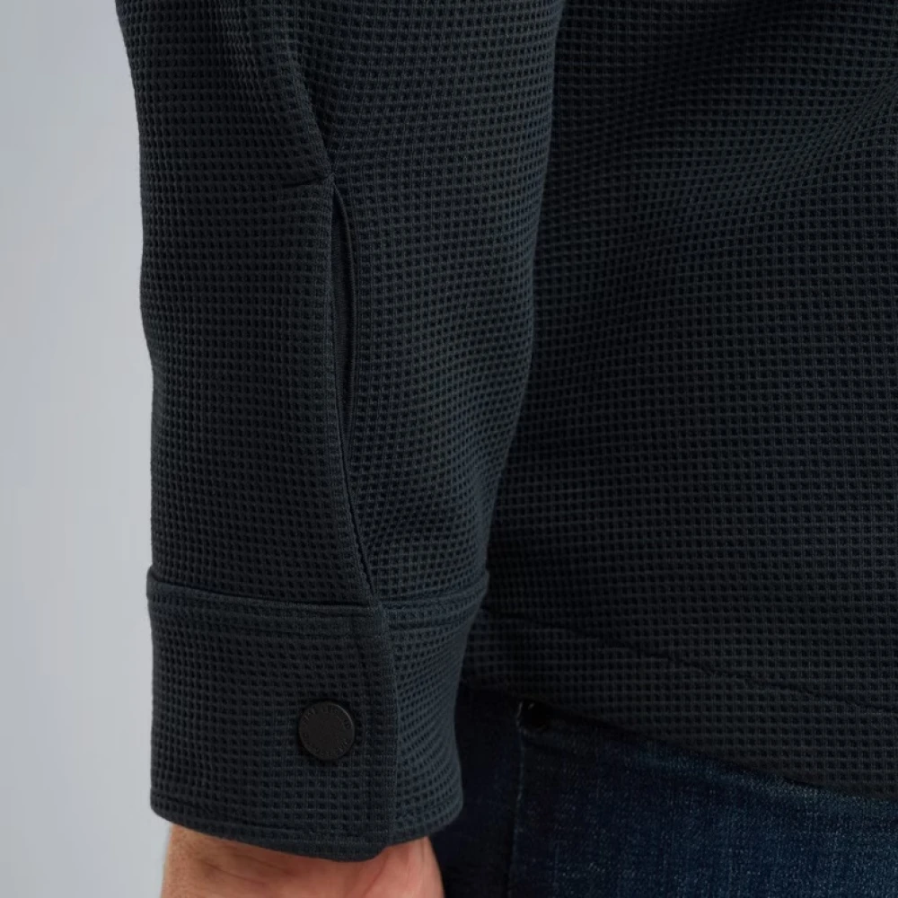 PME Legend Wafel Dubbelzijdig Jersey Overhemd Jas Blue Heren