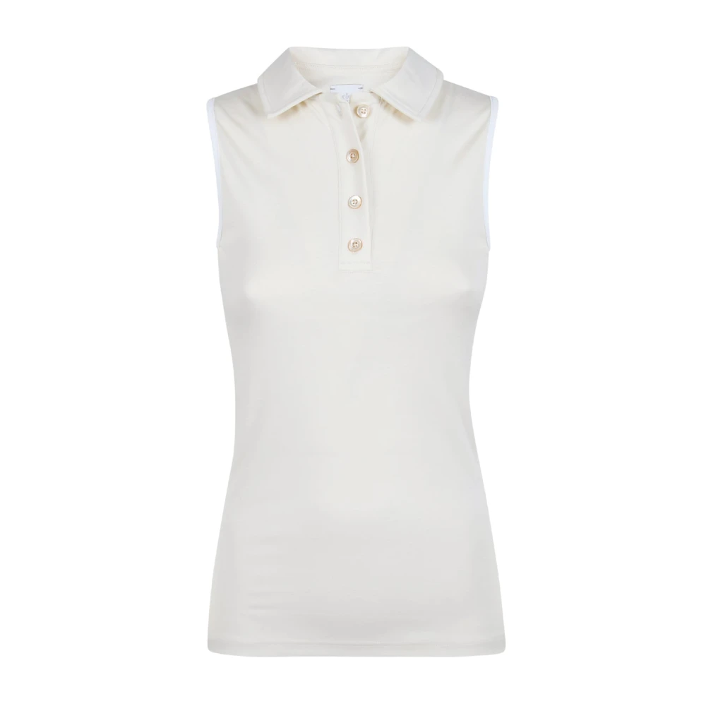 Eleventy Women's White Sleeveless Tops, M, Blusa Polo Smanicata