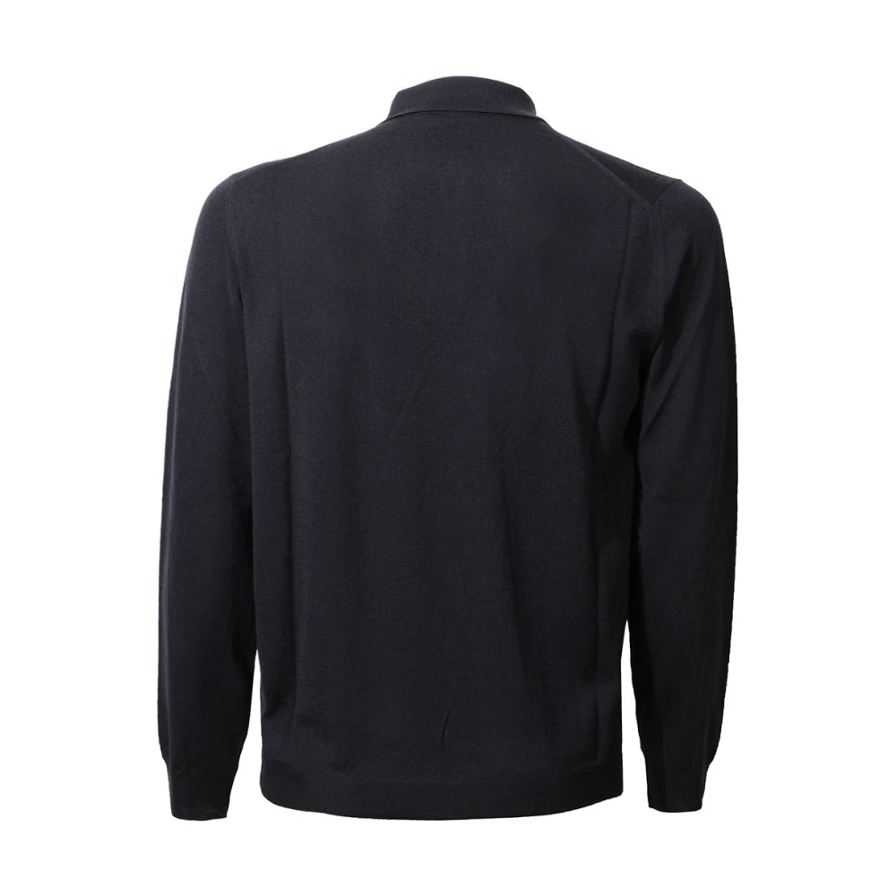 Zanone Blauw Lange Mouw Poloshirt Flexwool Blue Heren