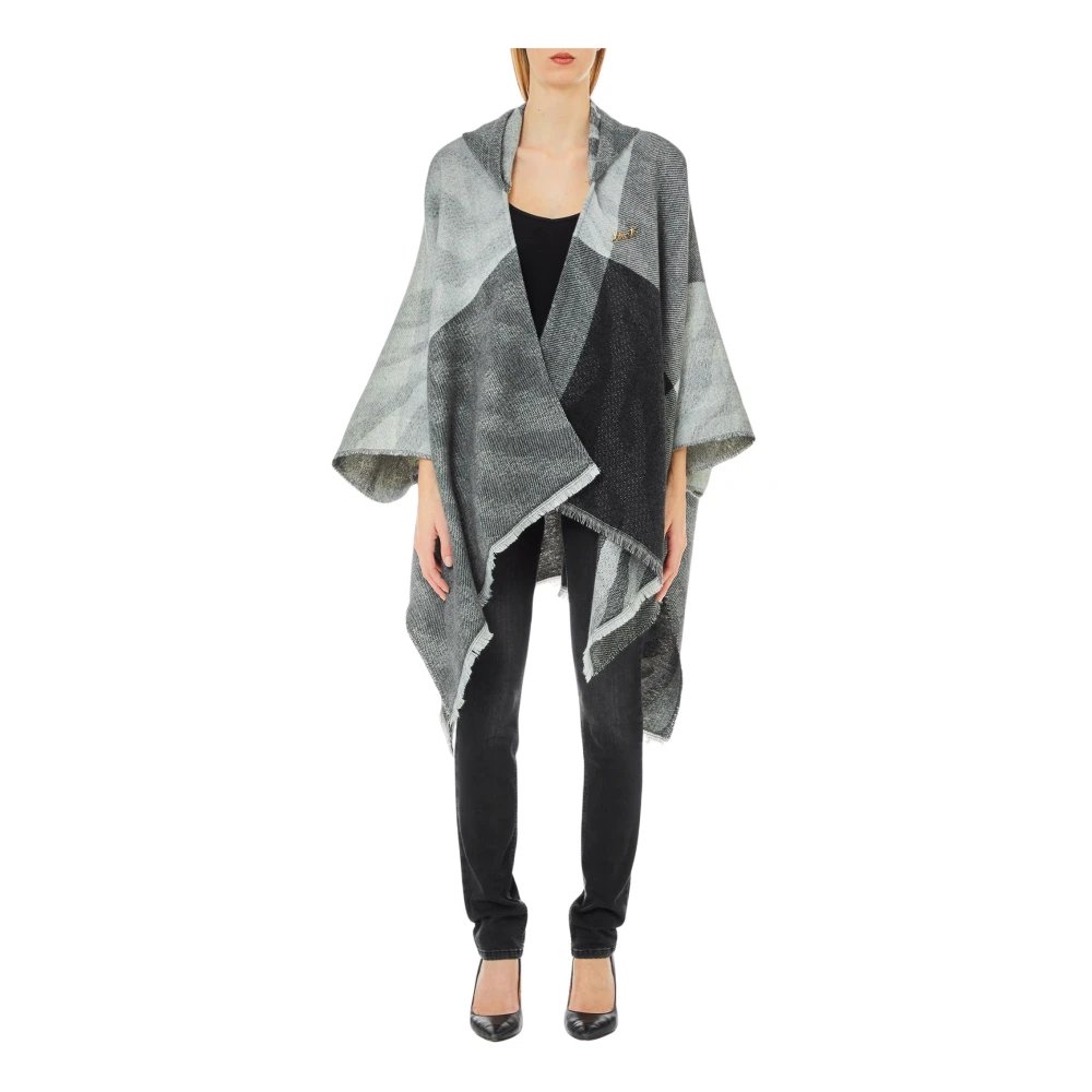 Liu Jo Zwarte Zachte Jassen Elegante Poncho Black Dames