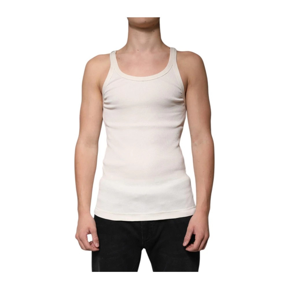 Dolce & Gabbana Men's White Classic Ribbed Tank Top - Sleeveless Tops - S - Tops