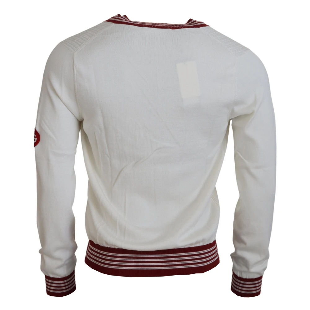 Dolce & Gabbana Zijde en Katoen V-hals Trui White Heren