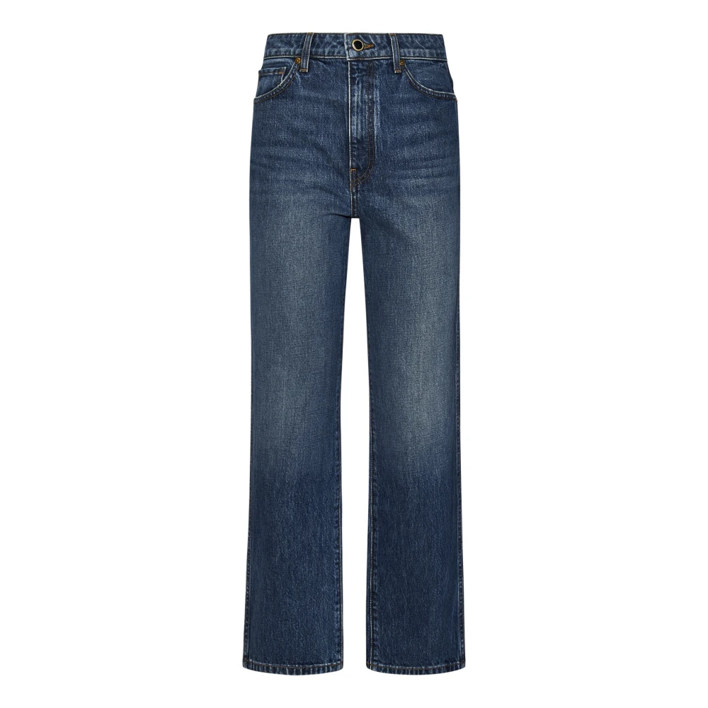 Khaite Blauwe Faded High-Waisted Cropped Jeans Blue Dames