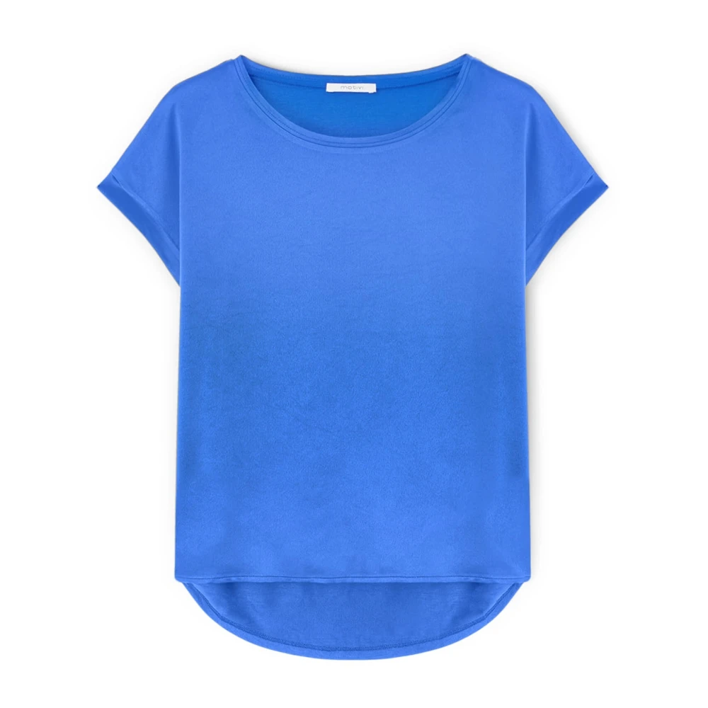 Motivi Satin Kimono Mouw T-Shirt Blue Dames