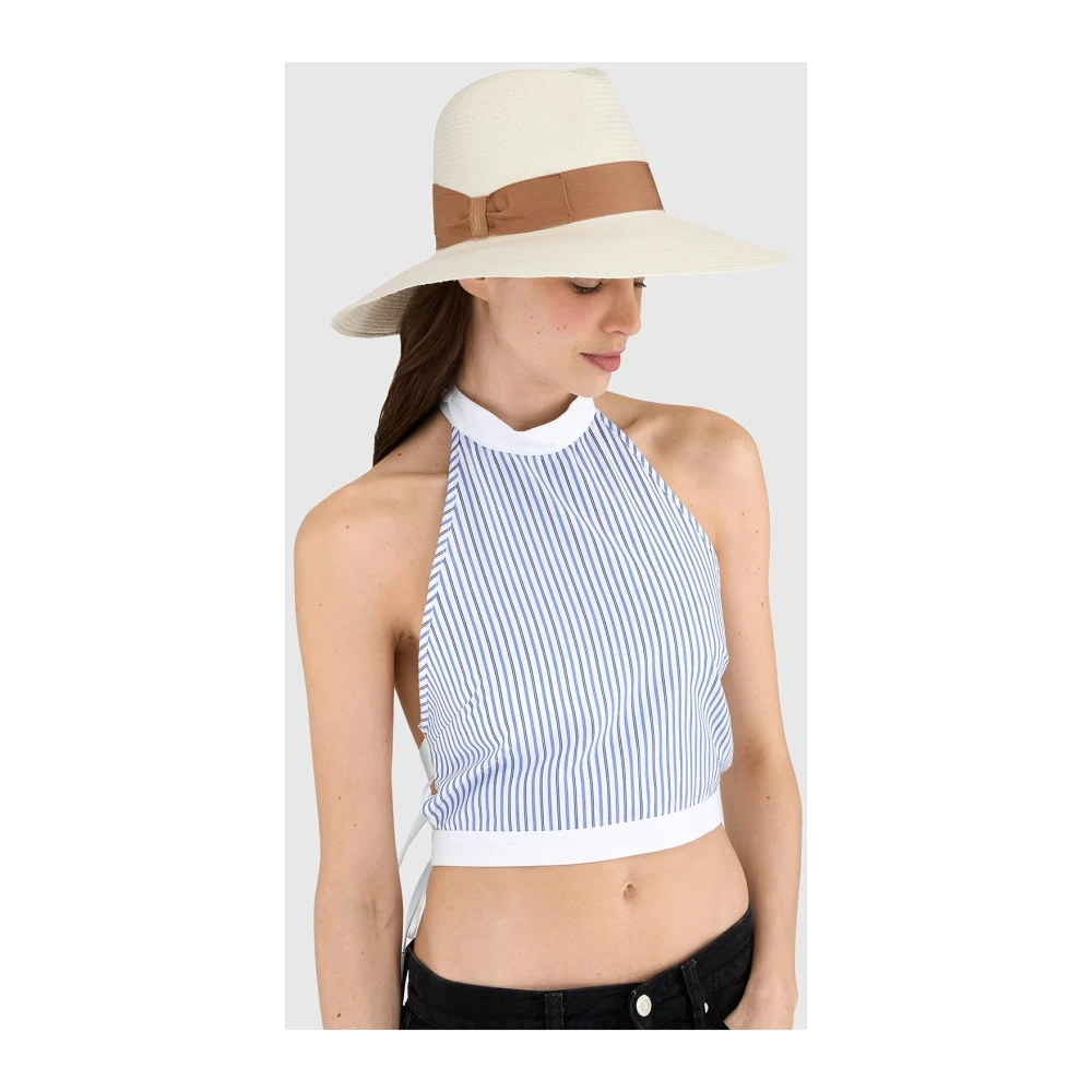Borsalino Sophie Panama Fijne Brede Rand Hoed White Dames