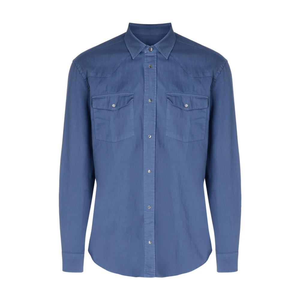 Dondup Rode Shirt Uc300R-Cs0103-805 Blue Heren