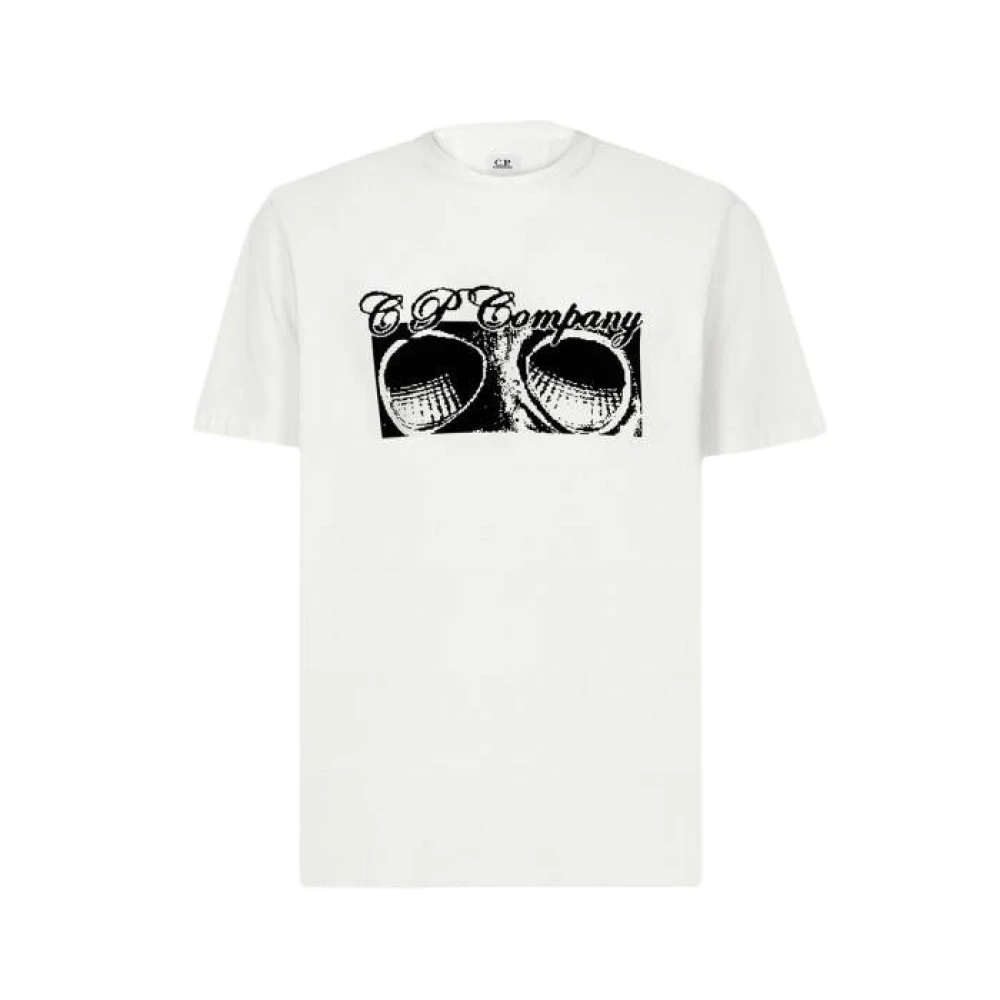 C.P. Company Heren T-shirt 30 1 Jersey Goggle Print White Heren