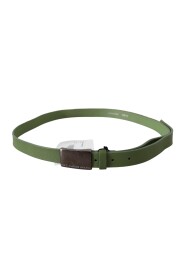 Green Leather Silver Buckle Waist Men Belt