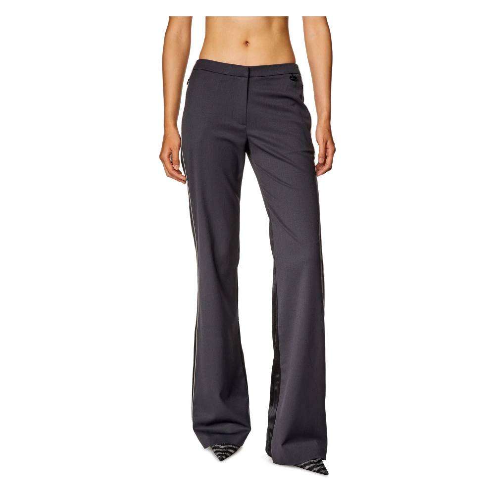 Diesel Flared pants in wool blend and double knit Gray Dames