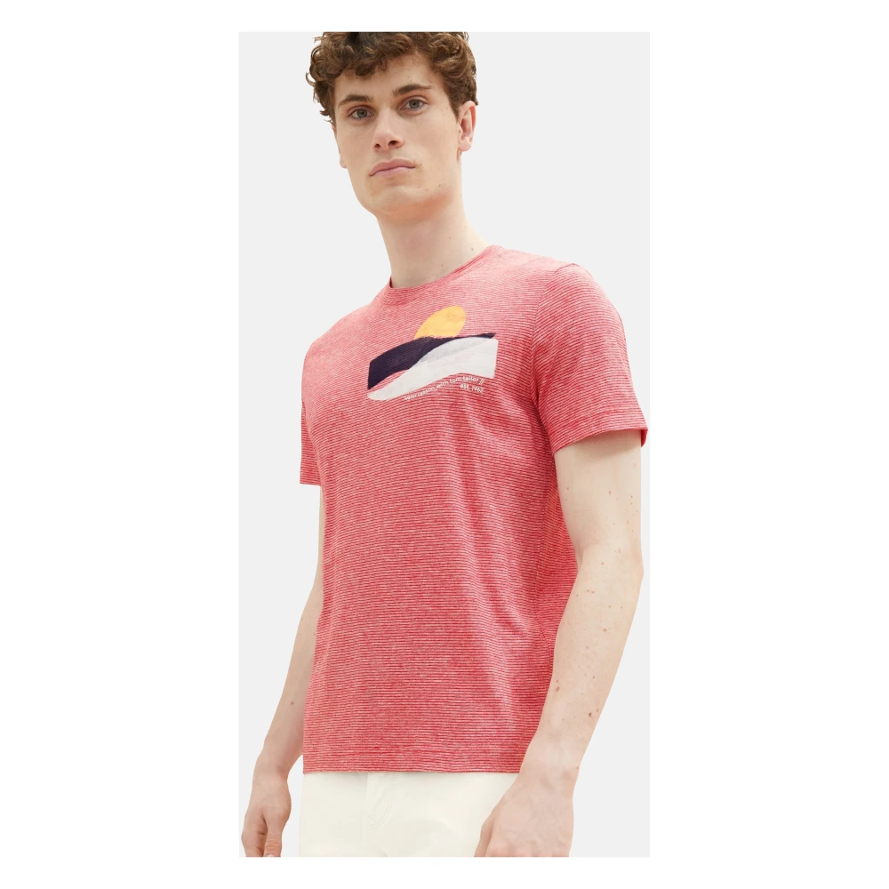 Tom Tailor Gestreept T-shirt met ronde hals en fotoprint Multicolor Heren