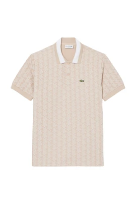 Polo i jacquard med monogramtryck i klassisk passform