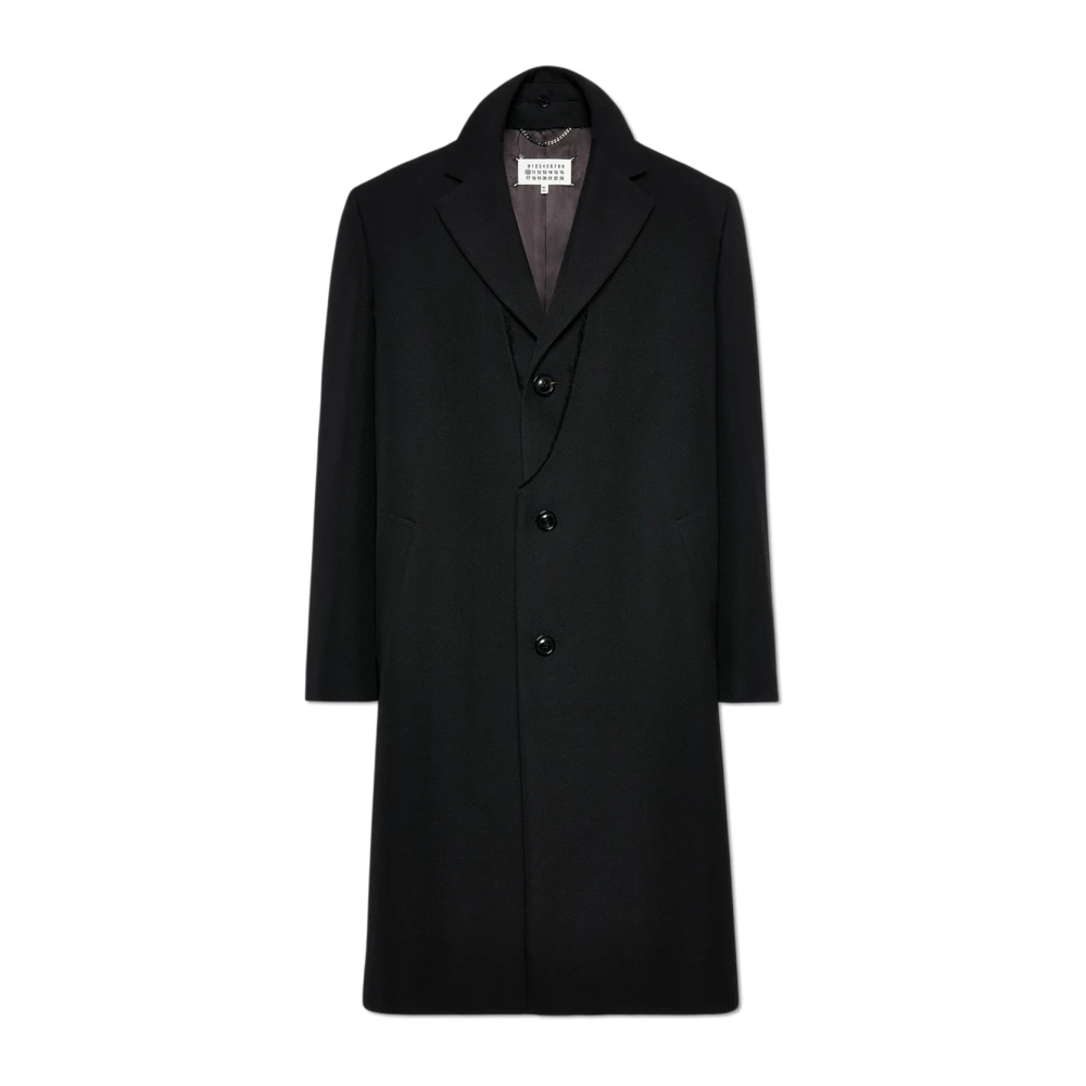 Maison Margiela Uomo Nero - Cappotto In Lana Con Finitura A Taglio Vivo - Coats - L