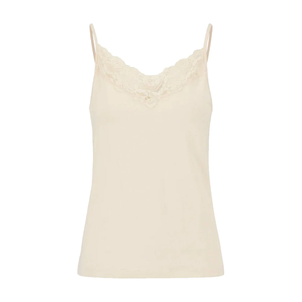 Zusss Mouwloze Kant Spaghetti Top Beige Dames